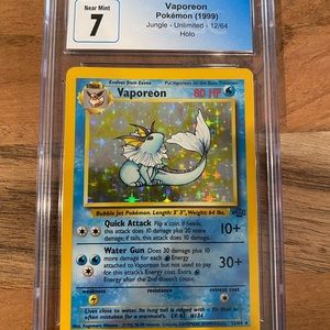 VAPOREON POKEMON HOLO jungle set 1999 graded 7 by cgc